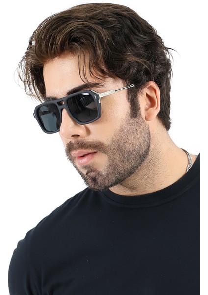 Erkek Mat Siyah Sportif UV400 Güneş Gözlüğü WP25-34 C2 M