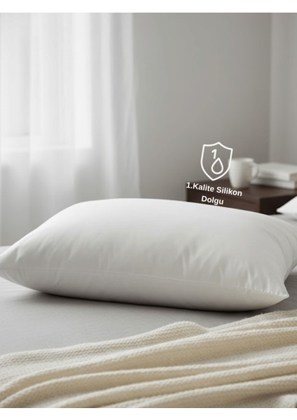 2'li 600 gr Pamuklu Silikon Yastık Yumuşak Rahat Antialerjik Makinede Yıkanabilir Pürüzsüz Yastık 50X70CM