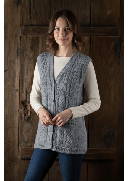 Anne Yeleği Klasik Örgü Yün Pamuk Karışımlı