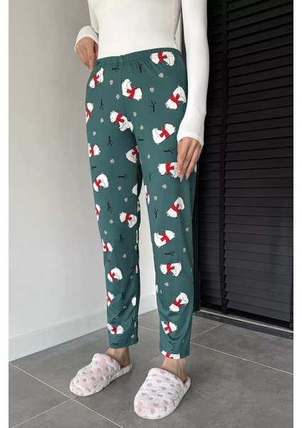 Kadın Bel Lastikli Baskılı Pijama Altı P-00019014