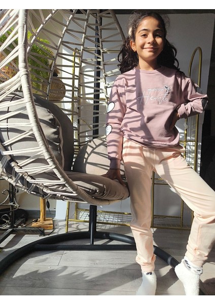 Kız Çocuk Sweatshirt Bluz Rahat Modern Şık Yumuşacık Kollar Kalpli fiyatları