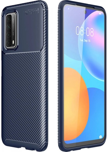 Huawei P Smart 2021 Kılıf Auto Focus Karbon Kapak - Lacivert (K95)