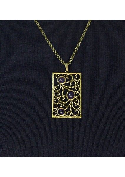 Doğal Taş Ametist 3'lü Doğal Taşlı Antik Kadın Kolye EUK45AMT fiyatları