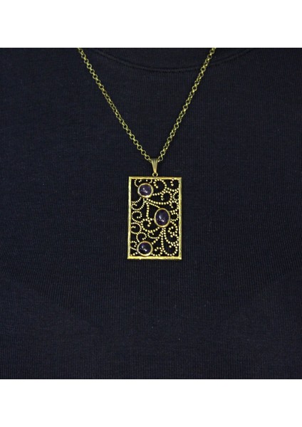 Doğal Taş Ametist 3'lü Doğal Taşlı Antik Kadın Kolye EUK45AMT modelleri