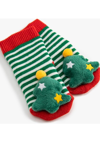 Yılbaşı Ağacı Aplikeli Pamuklu Soket Havlu Çorap modelleri