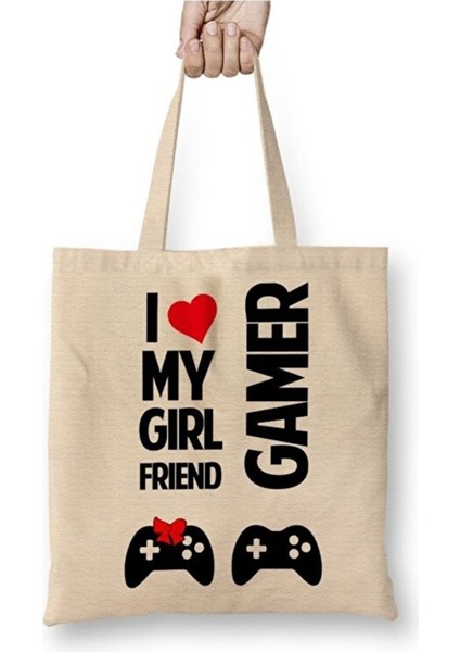I Love My Girl Friends Bez Çanta Uzun Saplı Alışveriş Çantası Plaj Çantası