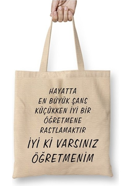 Öğretmen Günü Öğretmene Güzel Söz Bez Çanta Uzun Saplı