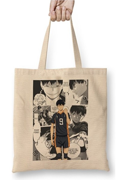Haikyuu Kageyama Tobio Bez Çanta Uzun Saplı Alışveriş Çantası Plaj Çantası