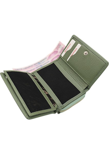 Saxa Kağıt Para ve Bol Kart Bölmeli Hakiki Deri Kadın Kartlık Cüzdan - Açık Yeşil fırsatları