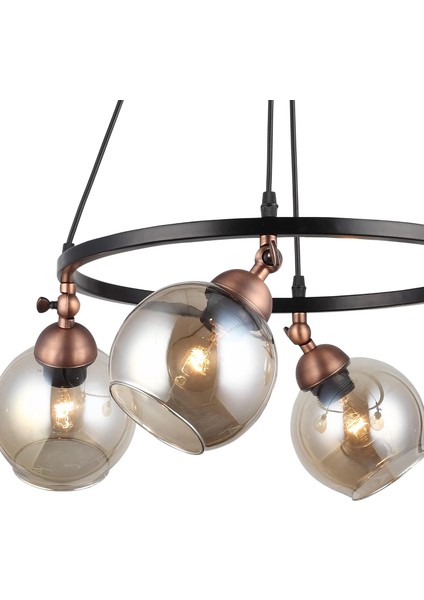 Serta 4'lü Çemberli Siyah Bakır Avize modelleri