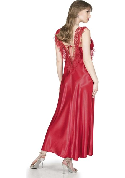 Özel Üretim Püsküllü Dantel Detaylı Uzun Şık Rahat Erotik Fantezi Saten Kadın Gecelik fiyatları
