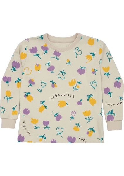 Magnifi Ove Yazılı Lale Baskılı Kız Çocuk Pijama Takımı modelleri