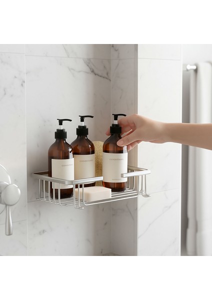 Banyo Köşe Duş Rafı Krom Tek Katlı Kare Şampuanlık Sabunluk Paslanmaz Metal Duvar Tipi Organizer indirimleri