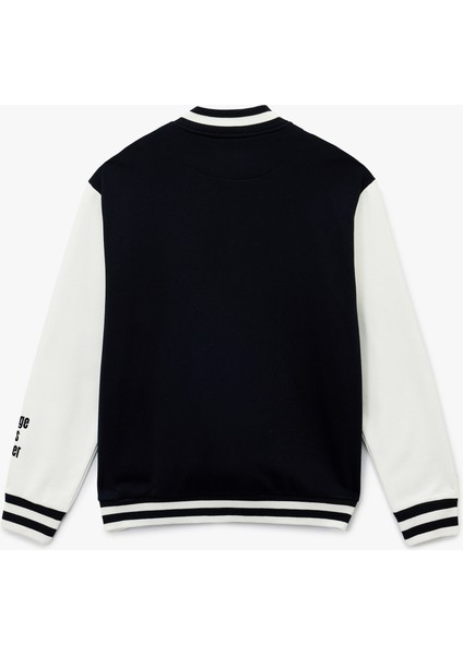 Uzun Kollu Bisiklet Yaka Cep Detaylı Nakışlı Kolej Ceket fırsatları