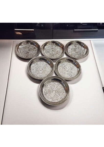 Bakır Çerezlik & Bakır Kahvaltılık 6'lı Set Gümüş Renk Nikelli Bakır Çerezlik , Bakır Tabak fiyatları