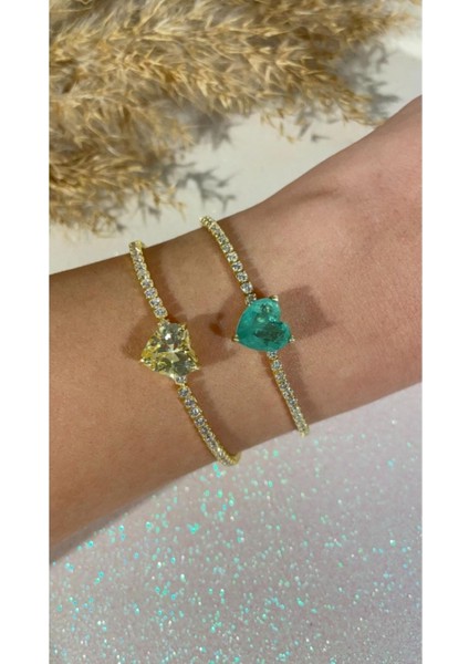 Sarı Turmalin Kalp Bileklik (Farklı Renk Çalışılır) modelleri