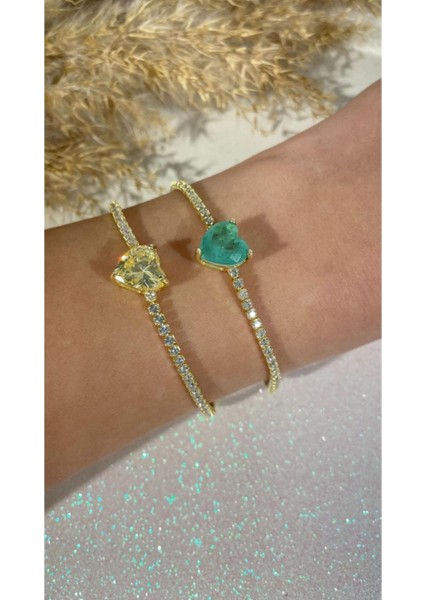 Sarı Turmalin Kalp Bileklik (Farklı Renk Çalışılır) fırsatları