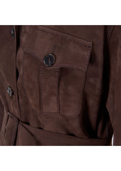 Tiora Kahve Kadın Süet Ceket