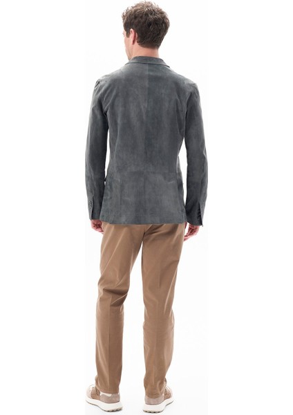 Erkek Gri Süet Blazer Ceket modelleri
