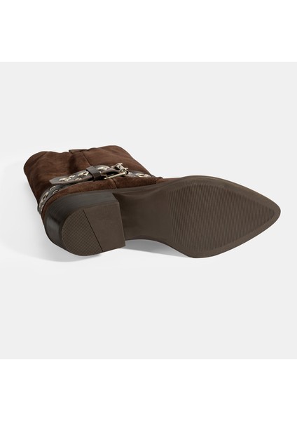 Kadın Kahve Ayarlanabilir Kemer Aksesuarlı Süet Bot fırsatları