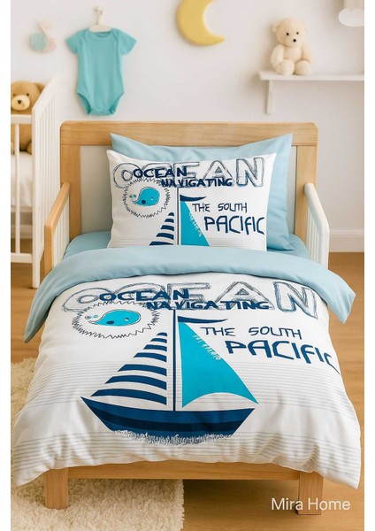 Dijital Baskılı 3D Pamuklu Yenidoğan Bebek Nevresim Takımı South Pasific