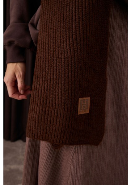 Düz Örgü Atkı Kahve