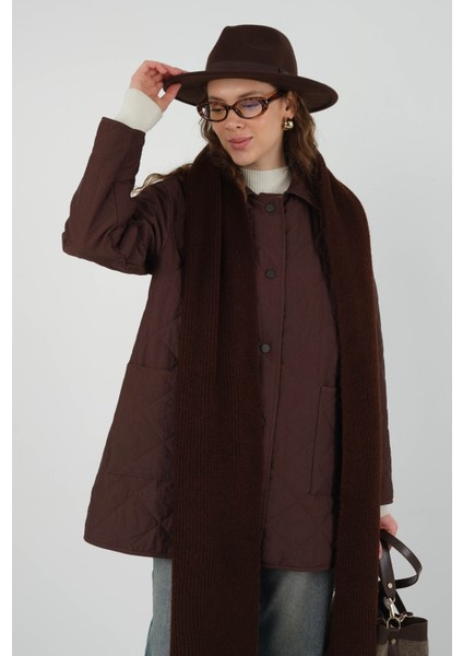 Düz Örgü Atkı Kahve