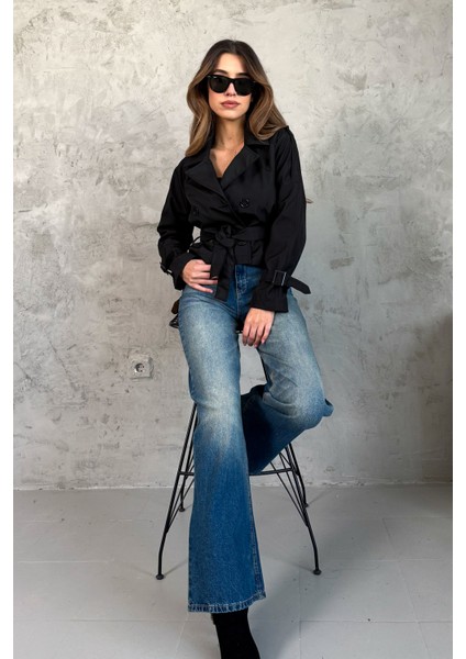 Kadın Kısa Kuşaklı Trençkot 5970