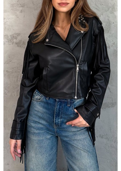 Kadın Yaka Zımbalı Deri Mont 99069 fiyatları