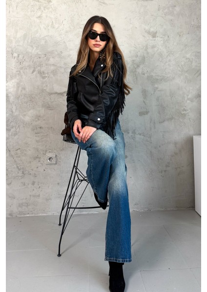 Kadın Yaka Zımbalı Deri Mont 99069