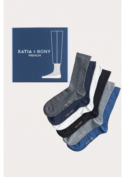 Erkek 6'lı Paket Kutulu Premium Soket Çorap Gri Mix