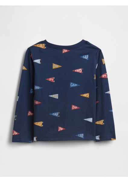Erkek Bebek Lacivert Gap Logo Baskılı T-Shirt modelleri