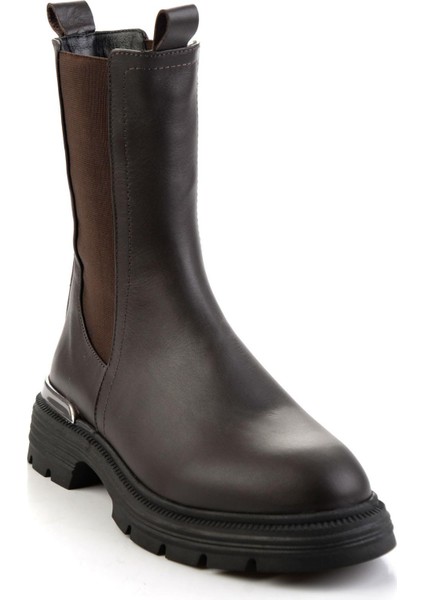 Kahve Hakiki Deri Kadın Bot & Bootie K02724250503 fiyatları