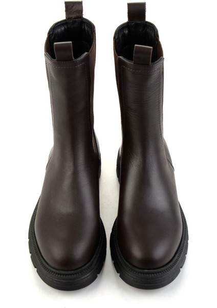 Kahve Hakiki Deri Kadın Bot & Bootie K02724250503 fırsatları