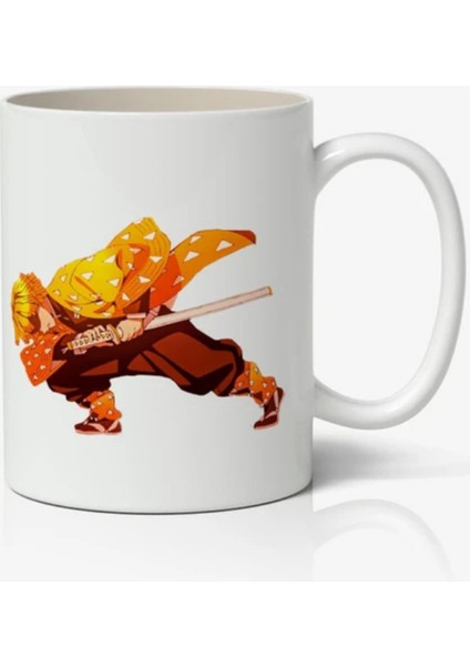 Demon Slayer Iblis Keser Zenitsu Agatsuma Anime Temalı Beyaz Kupa Bardak Sevgiliye Arkadaşa Hediye