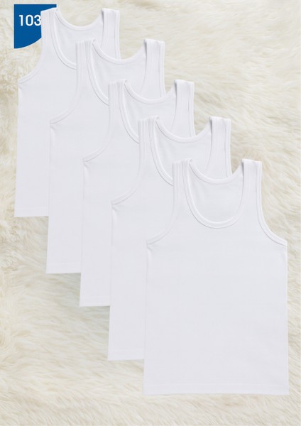 %100 Pamuklu Erkek Giyim 5 Adet Klasik Beyaz Atlet LL.K10.O30.001