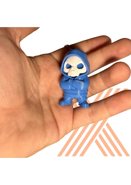 Kapüşonlu Iskelet Anahtarlık & Charm Mavi Renk 5cm