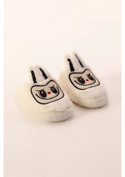 Pofuduk Sessiz Taban Figürlü Ev Terliği Tüylü Terlik