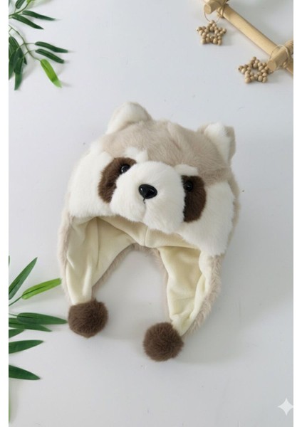 Peluş Rakun Kulaklı Sevimli Hareketli kulaklık - Bej fiyatları