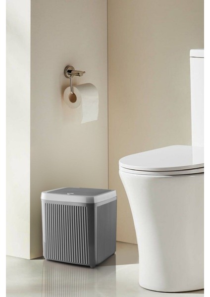 5 Litre Gri Click Kapaklı Modern Çizgili Çöp Kovası DC-6798 fiyatları