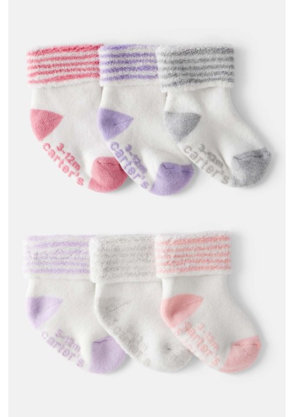 Kız Bebek Desenli 6lı Çorap