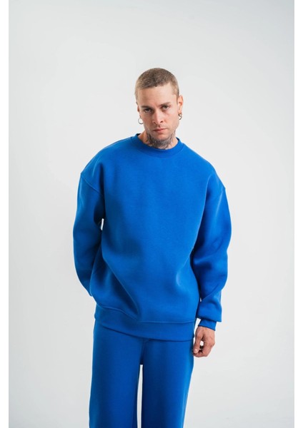 Uzun Kol Bisiklet Yaka Basic Sweatshirt - Mavi fiyatları