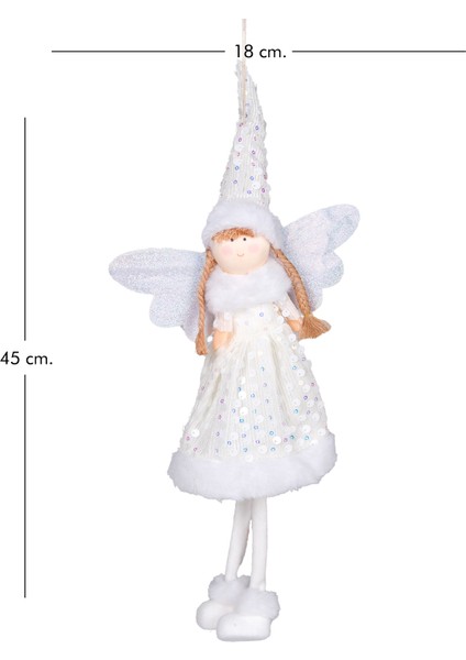 Yılbaşı Süsü, Peri Figürlü, Lame-Beyaz - 18X45 cm modelleri