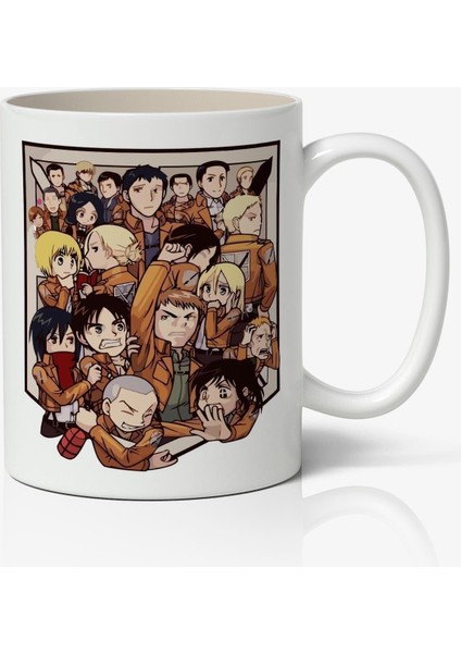 Attack On Titan Anime Tüm Karakterler Beyaz Porselen Kupa Bardak Sevgiliye Arkadaşa Hediye