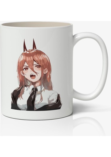 Chainsaw Man Anime Baskılı Beyaz Porselen Kupa Bardak