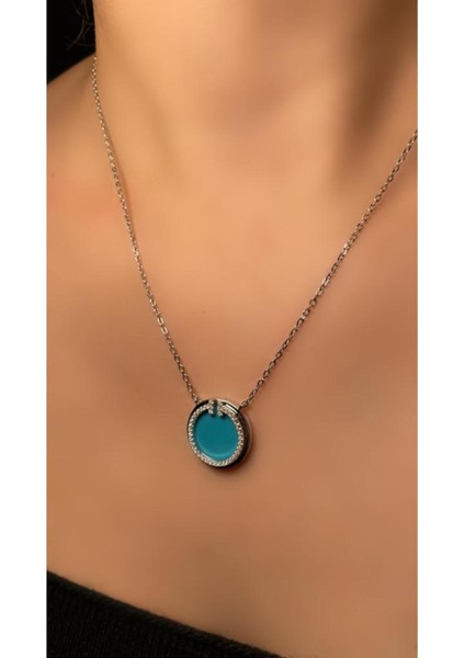 Turkuaz Mineli Kolye