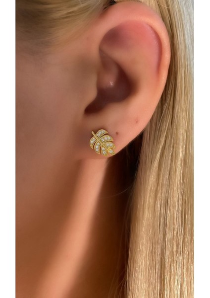 Mini Yaprak Küpe 925 Ayar Gümüş Tek Adet