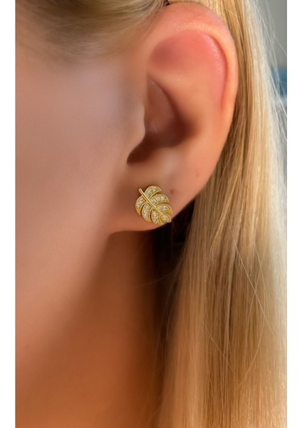 Mini Yaprak Küpe 925 Ayar Gümüş Tek Adet modelleri