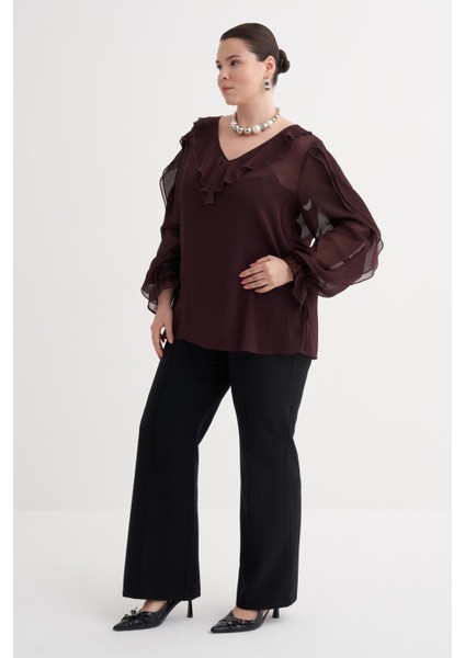 Fırfır Detaylı Şifon Bluz fiyatları