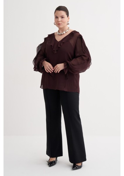 Fırfır Detaylı Şifon Bluz modelleri